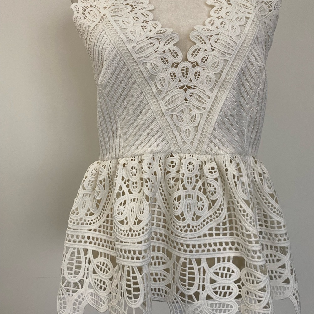 Self Portrait White Lace Women Halter Top
